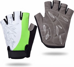 <b>Half</b> Finger Cycling Gloves Floral Pattern Purple Gray PU Breathable Lightweight Non <b>Slip</b> Hook Loop Closure Unisex Racing - Product Image 6