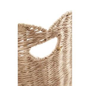 Elegant Scalloped Edge Seagrass Laundry <b>Basket</b> Handwoven Round Clothes Storage <b>Hamper</b> with Built-in Handles <b>for</b> Home - Product Image 3