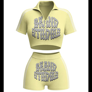 Nouvel Arrivage Ensemble Deux Pièces Femme Sportif d'Extérieur Vêtements Femme Été 2026 Crop Top Manches Courtes et Shorts Tenues - Product Image 2