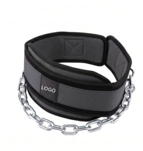 Custom Logo Strong Heavy Duty Adjustable Padded Cowhide Dip Belt with Steel <b>Chain</b> for Weighted Pull-Ups Chin-Ups & Dips - Product Image 1