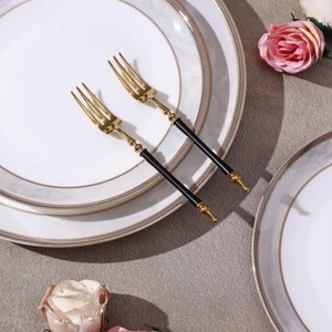 MAC EXPORTS Luxury Black Biodegradable PE Disposable Heavy Duty Wedding Heat Resistant Dessert Fork Set Eco-Friendly Corn <b>Starch</b> - Product Image 1