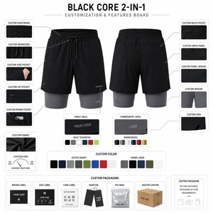 Double <b>Layer</b> Compression Shorts - Quick Dry Four-Way Stretch Fabric with Custom Logo Printing Suited for Gym and All-Season - Product Image 4