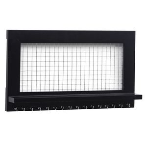 Supporto da parete per gioielli con 16 ganci e ripiano nero per orecchini, collane e bracciali - Product Image 5