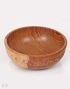 Bol de service en bois artisanal léger de qualité export, design luxueux, écologique, pour salade, mélange de plats, présentation alimentaire, Inde - Product Image 1