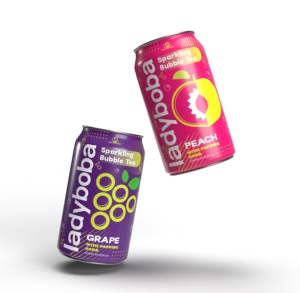 Té Boba Burbujeante Lady Boba Sabor Uva y Melocotón Lata de 310 ml (Enlatado) - Product Image 2