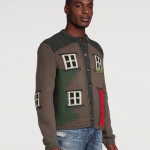 Cárdigan de punto acrílico para hombre, el más vendido, con cuello en V frontal personalizado, cierre de botones, informal, antipilling, grueso y de secado rápido. - Product Image 4