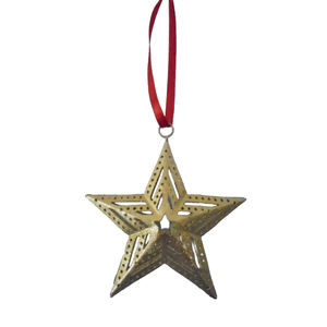 Décorations de Noël en gros : Grandes étoiles suspendues en fer fini cuivre pour plafond, décorations artisanales pour la maison - Product Image 4