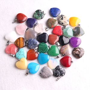Colgantes de corazón de cristal de primera calidad, corazones de piedra de ágata mixta, mascotas de amor de piedras preciosas a precios de mayorista - Product Image 2