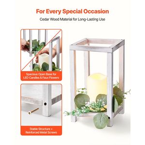 Ensemble de 12 lanternes de mariage (36 pièces) comprenant 12 lanternes en bois porte-bougies, 12 bougies LED sans flamme et 12 lumières de mariage - Product Image 3