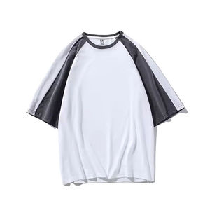 เสื้อยืดคอกลมสีตัดต่อแบบยูนิเซ็กซ์สั่งทำขายส่ง น้ำหนัก 200GSM ผ้าฝ้าย 100% ไซส์ใหญ่ แขนสั้น เสื้อยืดลำลองผู้ชาย สตรีทแวร์ รับผลิตแบบ OEM - Product Image 3