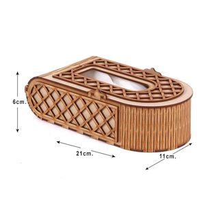 Boîte à mouchoirs en bois, porte-mouchoirs portable, boîte à serviettes en papier classique artisanale, décoration d'intérieur, cadeau - Product Image 5