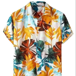 Chemise décontractée en rayonne pour homme, coupe ample, boutonnée, chemises d'été pour homme |   Imprimé élégant |   Manches courtes - Product Image 1
