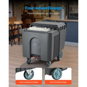 Attrezzatura da Cucina Commerciale, Contenitore Portatile Isolato per Ghiaccio con 4 Ruote, Coperchio Ribaltabile, Capacità 125 Libbre, 31,5 X 22,8 X 29 Pollici - Product Image 5