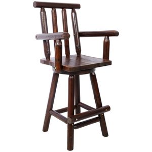 Taburete de Bar Rústico de Madera de Abeto con Reposabrazos Anchos y Reposapiés, Silla Alta de Bistró para Comedor, Cocina o Bar - Product Image 6