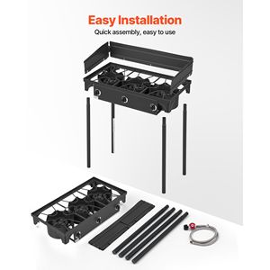Fornello a Gas Propano per Esterni a 3 Bruciatori in Acciaio al Carbonio Resistente, 225.000 BTU, Fornello da Campeggio LPG per Picnic - Product Image 5