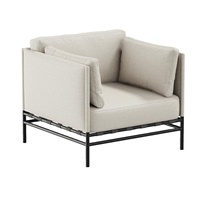 Fauteuil de salon avec coussin, structure en fer, design minimaliste, durable, écologique, luxueux, pour l'extérieur, appartements, hôtels, jardins, balcons