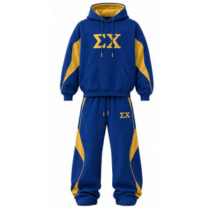 Ensemble de survêtement à capuche Sigma Chi bleu et or pour homme – Sweat-shirt et pantalon décontractés à manches longues avec imprimé lettres, coupe classique, idéal pour l'automne - Product Image 5