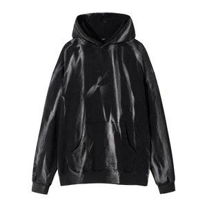Sweat-shirt à capuche oversize vert tie-dye pour homme, pull décontracté en molleton français avec poche, mélange de coton basique - Product Image 5