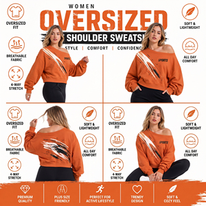 Sweat-shirt oversize imprimé en molleton bouclette à épaules dénudées pour femme, haut à manches longues, idéal pour l'hiver - Product Image 5