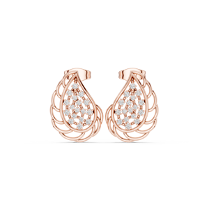 Boucles d'oreilles créoles clous en or rose 10K avec diamant de laboratoire 0,28 ct taille brillant rond, design entrelacé, tendance et de luxe - Product Image 1