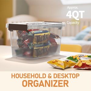 Set di 8 Contenitori in Plastica Trasparente da 4 Quarti con Coperchi e Maniglie, Scatole Multiuso con Chiusura a Scatto - Product Image 4