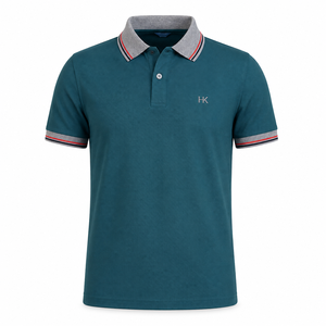 Polo en piqué de coton tendance pour homme 2024, logo personnalisé, respirant, col contrasté, coupe ajustée décontractée, vente en gros de polos de golf - Product Image 2