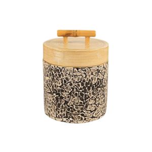 Sustainable <b>Bamboo</b> Storage Jar with Mother of Pearl Handmade Inlay Decorative <b>Container</b> for Tea Coffee Sugar Storage - Product Image 3