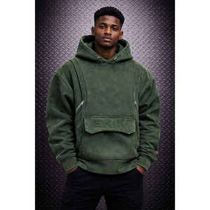 Ekin Impex Custom Acid Washed Hoodie Customizable Fashion Inspired Embroidery <b>Sweatshirt</b> Vibrant Oversized Loose Fit Men Hoodie - Product Image 3