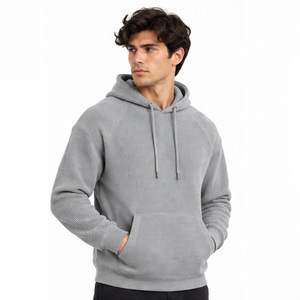 Mens Waffle Knit Hoodie Pullover <b>Long</b> Sleeve Thermal Casual Outdoor Winter Streetwear Custom Hooded <b>Sweatshirt</b> Wholesale Hoodie - Product Image 4