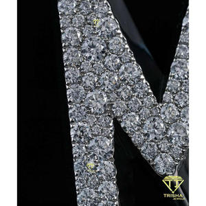 Colgante Personalizado con Iniciales MR 333 con Diamantes Moissanite VVS Engastados a Mano en Plata de Ley 925, Joyería Hip Hop Personalizada - Product Image 4