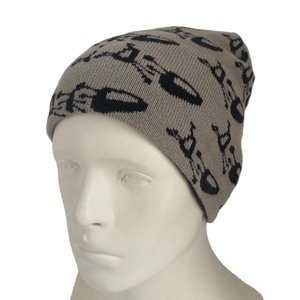 หมวกบีนนี่แบบกลับด้านได้สำหรับทุกเพศผ้าโพลีเอสเตอร์/ ผ้าฝ้ายถักแจ็คการ์ดสำหรับฤดูหนาวปักโลโก้ได้ตามต้องการ3D - Product Image 1