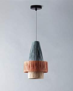 Abat-jour en jonc de mer naturel tissé à la main, décoration bohème vintage, lampe suspendue en bambou et rotin fabriquée par KingCraftViet - Product Image 5