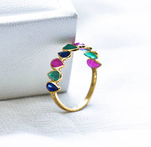 Anillo de Rubí, Zafiro y Esmeralda Natural en Forma de Lágrima Tricolor Majesty - Product Image 4