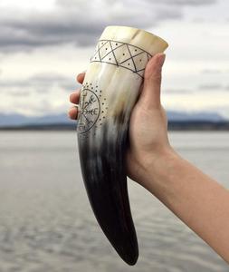 Cuerno para beber tallado a mano, hecho a medida, de cuerno de búfalo vikingo natural, jarra de cerveza de f s international - Product Image 4