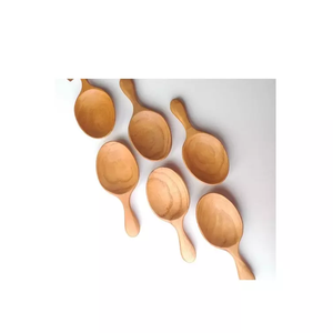 Wooden <b>Small</b> Round Spoon Long Handle <b>Mirror</b> Polish Eco Friendly Kitchen Restaurant Wedding Use - Product Image 3