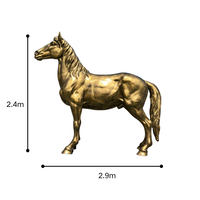 Sculpture de cheval Art Déco en fibre de verre, finition imitation cuivre, écologique, taille réelle, pour extérieur, statue décorative d'animal