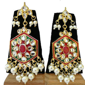 Women's Party Wear Engagement Wedding Choker Earrings <b>Set</b> Brass Gold Plated <b>Necklace</b> Zircon Imitation <b>Pearl</b> Alloy Trendy Gift - Product Image 3