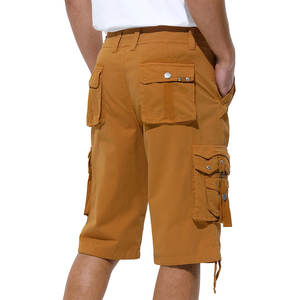 Pantalones Cortos Cargo para Hombre en Color Amarillo Marrón, Bolsillos Grandes, Largo hasta la Rodilla, Cierre con Botones, Color Personalizable, Servicio OEM - Product Image 1
