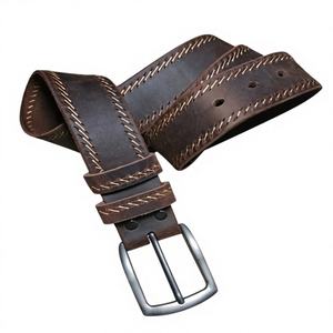Ceinture pour homme en cuir de buffle véritable, style vintage, avec boucle à ardillon en acier, imperméable, légère, écologique et résistante - Product Image 4