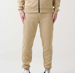 Men's Khaki Full <b>Zip</b> <b>Hooded</b> Tracksuit Set Solid Color Casual Sweatshirt Pants Breathable Cotton Autumn Wear Made in Pakistan - Product Image 5