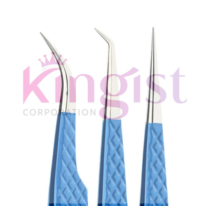 Pinces à cils de haute qualité, écologiques, à pointe en fibre, avec poignée diamantée, ensemble de 9 pièces en acier japonais précis, finition dorée - Product Image 6