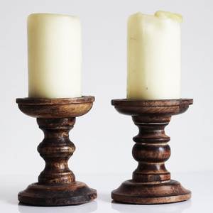 Ensemble de 3 supports à bougies en bois avec bordure perlée, porte-bougie pilier, support à bougies d'église en bois, décoration de Noël - Product Image 5