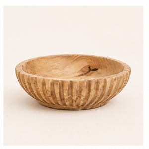 Hand-Carved Solid Wood Serving Bowl Eco-Friendly Ribbed Fruit Bowl with Food-<b>Safe</b> Finish <b>for</b> Rustic <b>Home</b> Decor and Salad Serving - Product Image 5