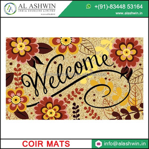 Tapis de porte modernes faits à la main en fibre de coco d'Inde Tapis tissés tuftés blanchis imprimés avec support en PVC Tapis d'extérieur durable et lavable - Product Image 3