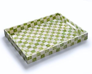 Home Designer Wooden Resin Serving Stripped Patterned Server for Breakfat Platter Coffee Decorative Tray for Home Office Kitchen - Product Image 1