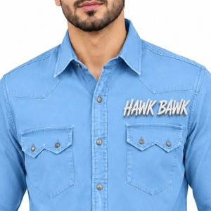 Camisa de Mezclilla para Hombre, Clásica, de Manga Larga, Casual, con Dos Bolsillos, Ajuste Cómodo, Tela Suave, Cuello Camisero, Acabado Impecable - Product Image 4