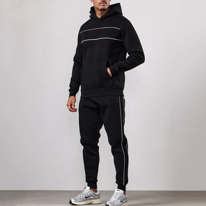Top Selling OEM Custom Logo Black Full Zip <b>Jacket</b> & Pant With Piping <b>Mens</b> Tracksuits <b>Men</b> Jogging Suit Sportswear <b>Men</b> Sweat Suits - Product Image 1