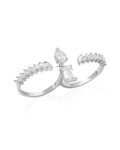 Anillo Abierto de Lujo para Mujer con Diamantes de Corte Pera, Esmeralda y Marquesa, Oro 10K 14K 18K, Plata 925 935, para Aniversario, Boda, o como Anillo de Declaración - Product Image 4