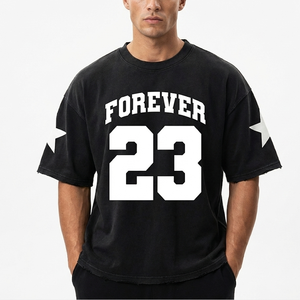 Camiseta Corta Oversize Estilo Urbano Casual para Hombre, Ropa de Verano 100% Algodón, Cuello Redondo, Diseño con Letras Impresas - Product Image 3