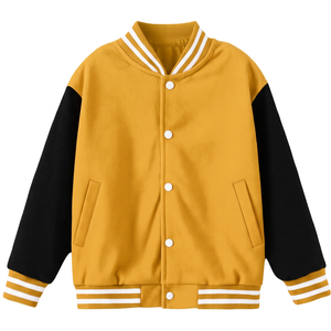 เสื้อแจ็คเก็ตแทร็คสีเหลืองสำหรับผู้ชาย แบบมีซิป สปอร์ตแวร์ แจ็คเก็ตบอมเบอร์ลำลอง ชุดทีมกีฬา ขายส่ง - Product Image 1